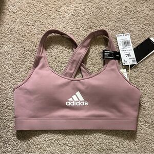 Adidas Powerreact Training Medium-Support Bra in a mauve pink